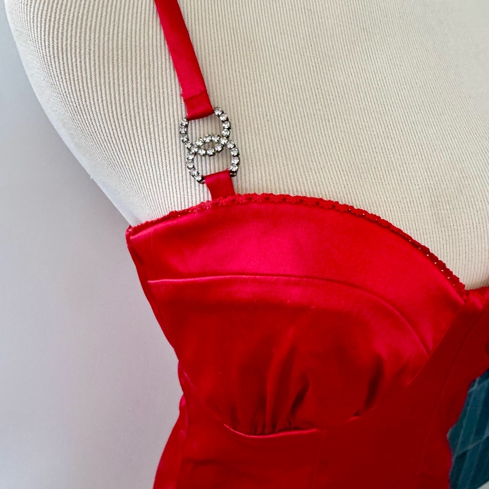 Ruby Rox Red Ruched Strapless Sheath Dress - Picture 2 of 6